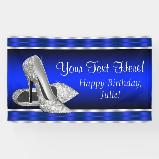 Royal Blue Silver High Heels Shoes Birthday Party Spandoek (Horizontaal)