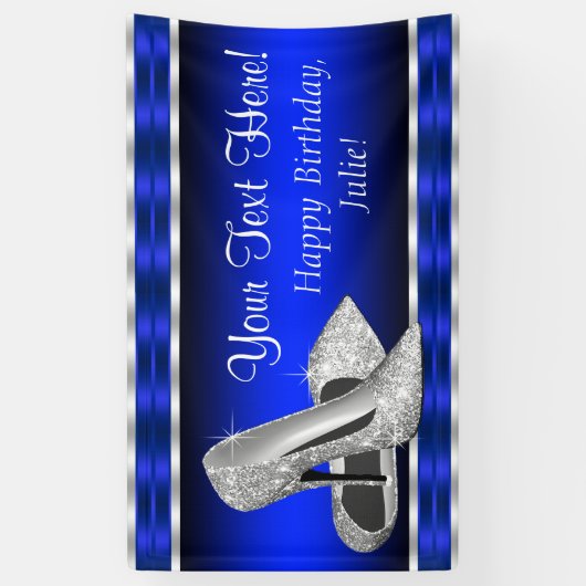Royal Blue Silver High Heels Shoes Birthday Party Spandoek (Verticaal)