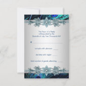 Royal Blue Silver Indian Pauw Wedding RSVP (Achterkant)
