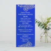 Royal Blue Silver Indian Wedding Menu Kaart (Staand voorkant)