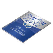 Royal Blue, Silver Joined Hearts Floral Notitieboe Notitieboek (Linkerzijde)