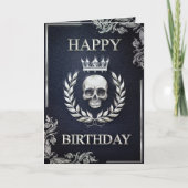 Royal Blue & Silver King of the Dead Birthday Card Kaart (Voorkant)