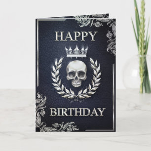 Royal Blue & Silver King of the Dead Birthday Card Kaart