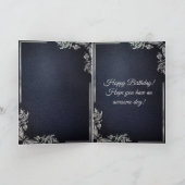 Royal Blue & Silver King of the Dead Birthday Card Kaart (Binnen)