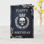 Royal Blue & Silver King of the Dead Birthday Card Kaart (Gele Bloem)