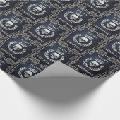Royal Blue & Silver King of the Dead Kerstmis Cadeaupapier (Hoek)