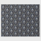 Royal Blue & Silver King of the Dead Kerstmis Cadeaupapier (Vlak)