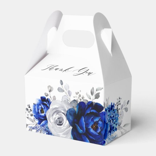 Royal Blue Silver Metallic Vrijgezellenfeest Bedankdoosjes (Voorkant Zijde)