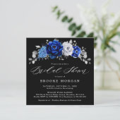 Royal Blue Silver Metallic Vrijgezellenfeest Inv Kaart (Staand voorkant)
