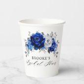 Royal Blue Silver Metallic Vrijgezellenfeest Papieren Bekers (Voorkant)