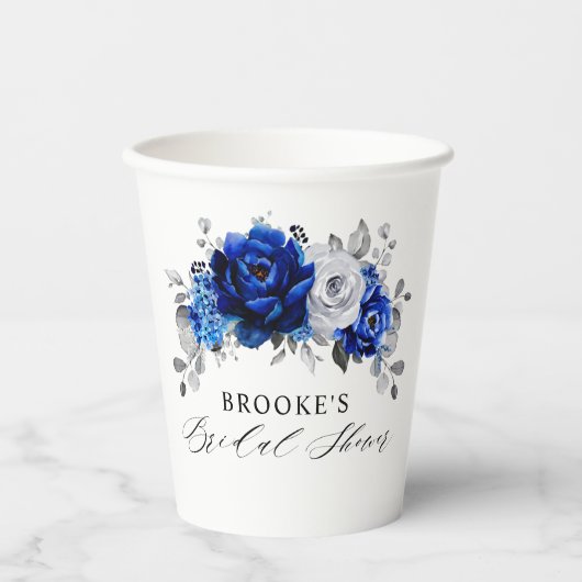 Royal Blue Silver Metallic Vrijgezellenfeest Papieren Bekers (Voorkant)