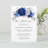 Royal Blue Silver Metallic We doen nog steeds Kaart (Staand voorkant)