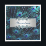 Royal Blue Silver Peacock Servet<br><div class="desc">Royal blue pauw veren met  zilveren centrum bruiloft en evenement servetten. U kunt tekst toevoegen om deze prachtige koningsblauwe en zilveren servetten te personaliseren.</div>