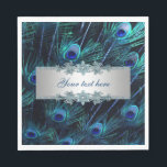 Royal Blue Silver Peacock Servet<br><div class="desc">Royal blue pauw veren met zilveren centrum bruiloft en evenement servetten. U kunt tekst toevoegen om deze prachtige koningsblauwe en zilveren servetten te personaliseren.</div>