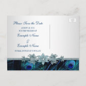 Royal Blue Silver Peacock Wedding Save the Date Aankondigingskaart (Achterkant)