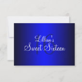 Royal Blue Silver Pearl Damask Sweet 16 RSVP (Achterkant)