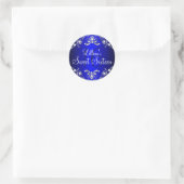 Royal Blue Silver Pearl Damask Sweet 16 Sticker (Tas)