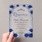 Royal Blue & Silver Quinceanera Acryl Uitnodigingen (Insitu (Draagbaar))