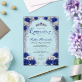 Royal Blue & Silver Quinceanera Acryl Uitnodigingen (Insitu (Huwelijk))