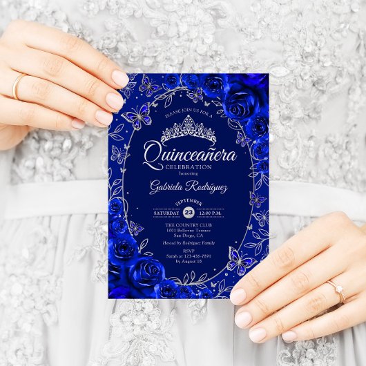 Royal Blue Silver Quinceanera Kaart