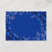 Royal Blue Silver Quinceanera Reception Details Informatiekaartje (Achterkant)