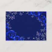 Royal Blue Silver Quinceanera Reception Details Informatiekaartje (Achterkant)