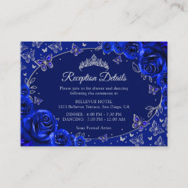 Royal Blue Silver Quinceanera Reception Details Informatiekaartje