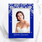 Royal Blue Silver Rozen Quinceanera Foto Kaart