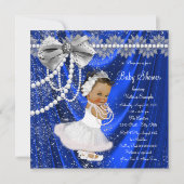 Royal Blue Silver Satin Pearl Etnisch Baby shower Kaart (Voorkant)