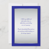 Royal Blue, Silver Scroll Wedding Invite Kaart (Achterkant)
