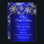 Royal Blue Silver Snowflake Sweet 16 Uitnodiging<br><div class="desc">Royal Blue Sweet 16 Birthday Invitation.  Snowflake met zilverkristal. Let op: alle platte afbeeldingen hebben geen echte juwelen!</div>