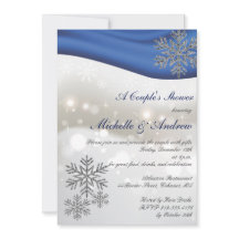 Royal Blue Silver Snowflakes Douche voor koppels