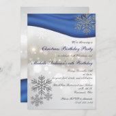 Royal Blue Silver Snowflakes kerstfeest B-day part Kaart (Voorkant / Achterkant)