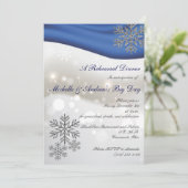 Royal Blue Silver Snowflakes Rehearsal Dinner Kaart (Staand voorkant)