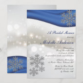 Royal Blue Silver Snowflakes Vrijgezellenfeest Kaart (Voorkant / Achterkant)