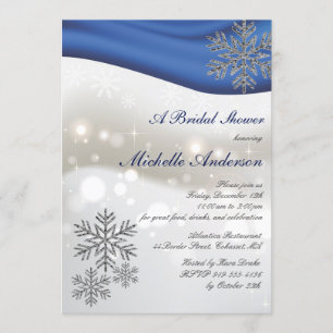 Royal Blue Silver Snowflakes Vrijgezellenfeest Kaart