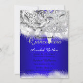Royal Blue Silver Sparkle Masquerade Quinceanera Kaart (Voorkant)