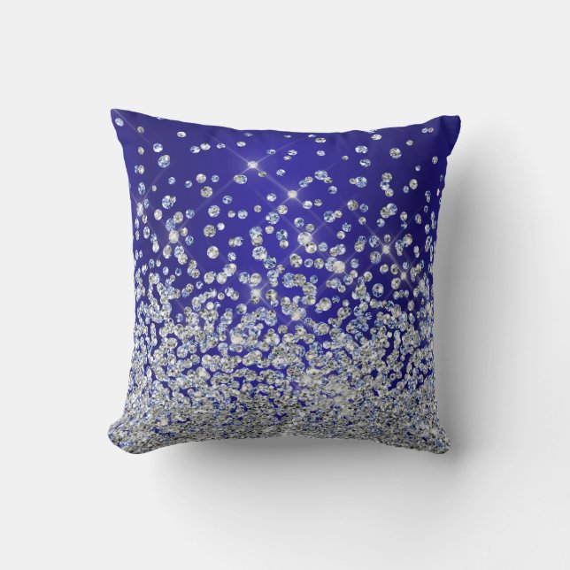 Royal Blue Silver  Sparkle MoJo Pillow Kussen (Voorkant)