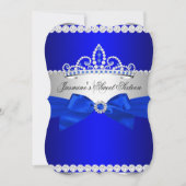 Royal Blue & Silver Sweet 16 Birthday Party Kaart (Voorkant)