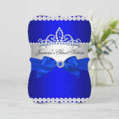Royal Blue & Silver Sweet 16 Birthday Party Kaart (Staand voorkant)