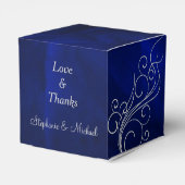 Royal Blue Silver Swirl Heart Favor Box Bedankdoosjes (Achterkant)