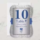 Royal Blue Silver Swirl Wedding Kaart (Achterkant)