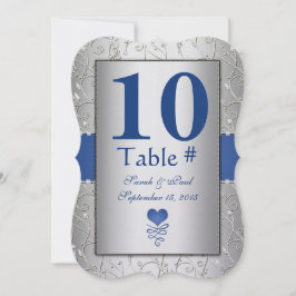 Royal Blue Silver Swirl Wedding Kaart
