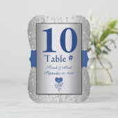 Royal Blue Silver Swirl Wedding Kaart (Staand voorkant)