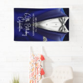 Royal Blue Silver Tuxedo Birthday Party Welcome Spandoek (Insitu)