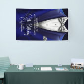 Royal Blue Silver Tuxedo Birthday Party Welcome Spandoek (Beurs)