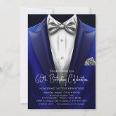 Royal Blue Silver Tuxedo Mannen Elk Nummer Verjaar Kaart (Voorkant)