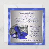 Royal Blue Silver verjaardagsfeestje Kaart (Achterkant)