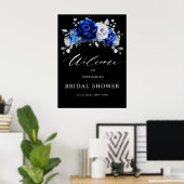 Royal Blue Silver Vrijgezellenfeest Welcome Post Poster (Thuiskantoor)