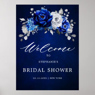 Royal Blue Silver Vrijgezellenfeest Welcome Post Poster